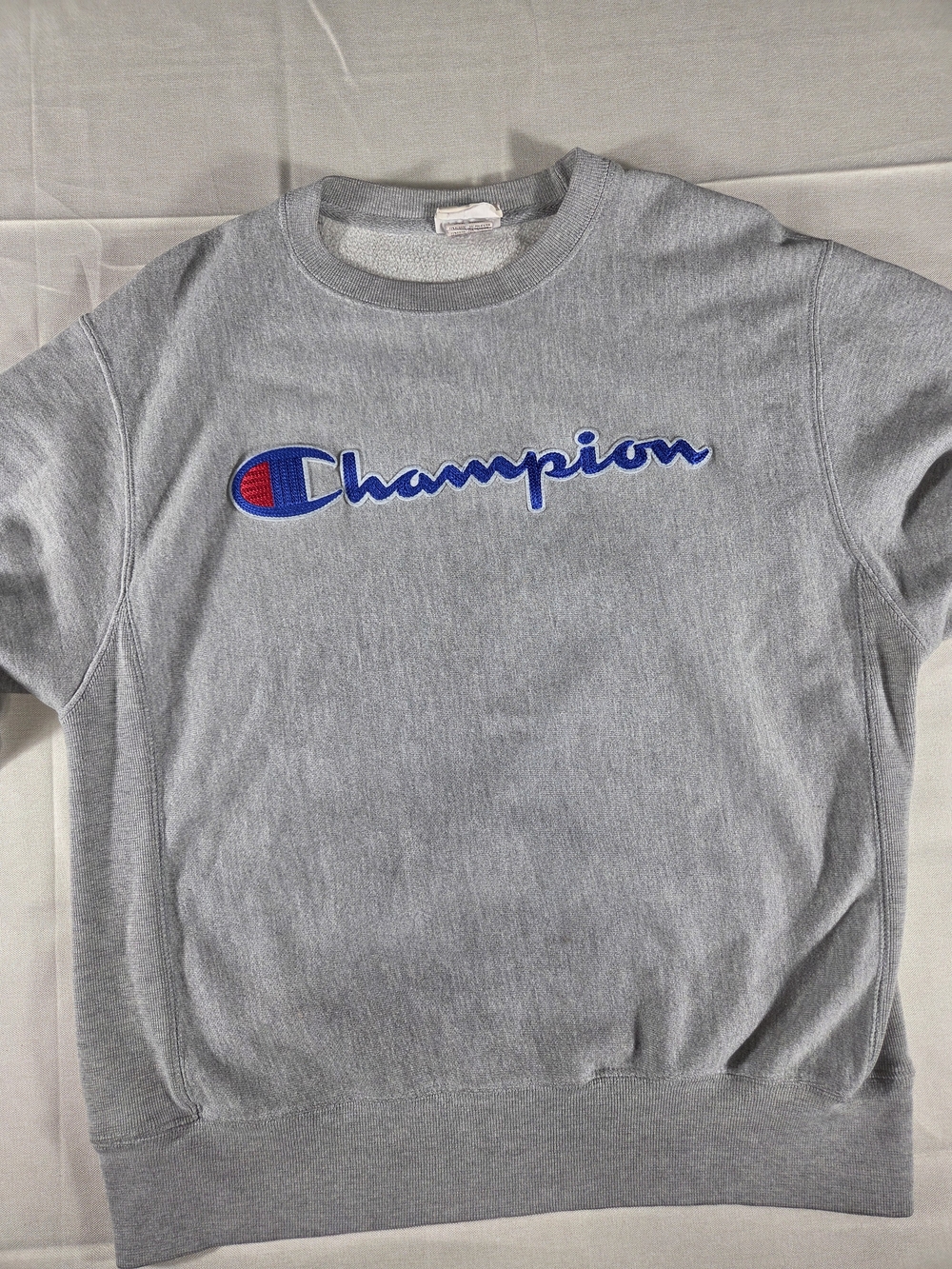Vintage Champion Reverse Weave Script Logo Crewneck Sweatshirt Gray M